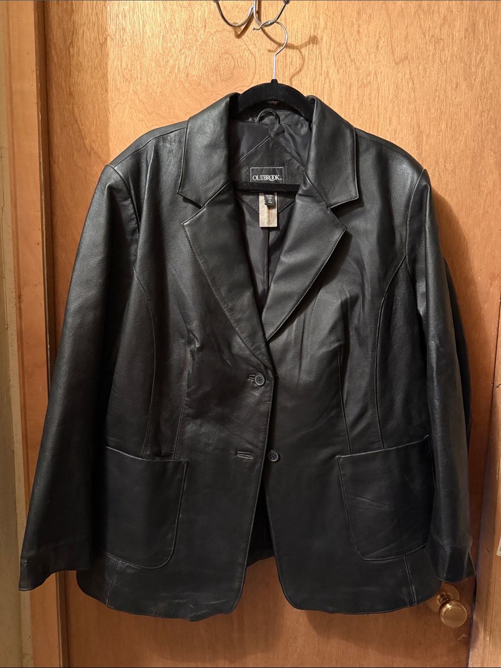 Women's Black Leather Blazer - Classic Tailored Jacket